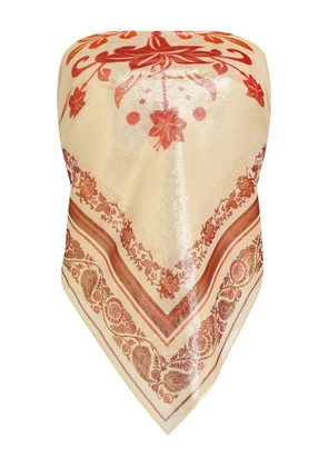 Retrofete Noelle bandana-print silk top - Neutrals