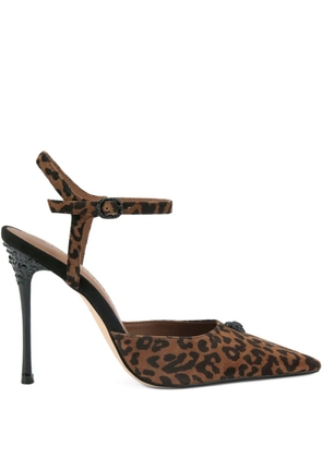 Kurt Geiger London 105mm eagle-head leopard-print pumps - Brown