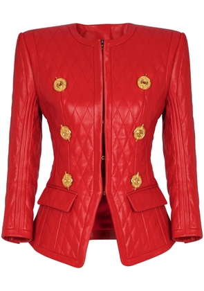 Balmain quilted leather jacket - Red
