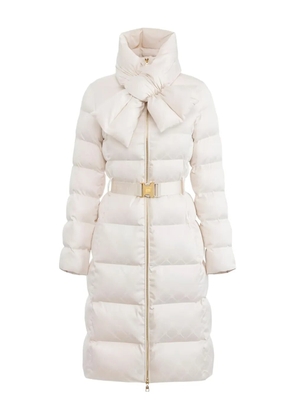Elisabetta Franchi jacquard scarf-collar down coat - Neutrals