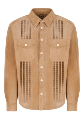 Marni cut-out flap-pocket shirt - Neutrals
