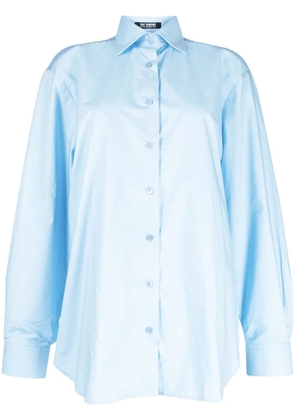 Raf Simons mesh-panel cotton-poplin shirt - Blue