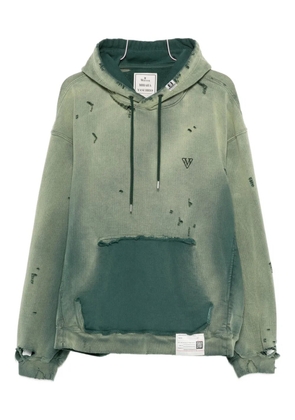 Maison MIHARA YASUHIRO distressed-effect cotton hoodie - Green