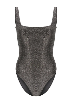 Form and Fold square-neck glitter swimsuit - Silver