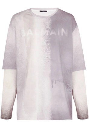 Balmain logo-print organic cotton T-shirt - Grey