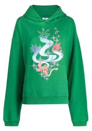 ERL leaf-print cotton hoodie - Green