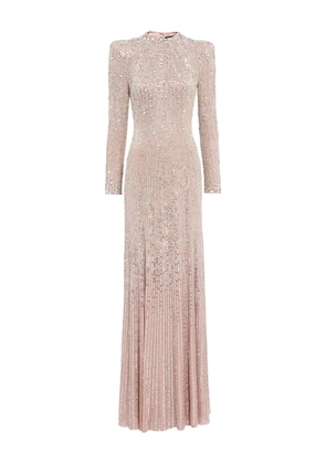 Jenny Packham Rory embellished mock-neck maxi dress - Neutrals