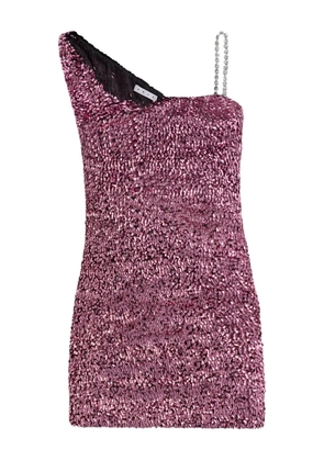 AREA crystal-strap sequin mini dress - Pink