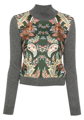 ETRO floral contrast-panel jumper - Grey