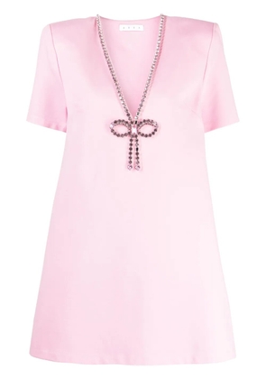 AREA crystal-embellished V-neck mini dress - Pink
