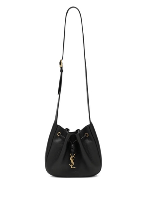 Saint Laurent logo-plaque drawstring crossbody bag - Black