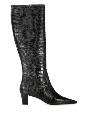 Manolo Blahnik 50mm Penelope crocodile-effect boots - Black