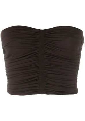 Saint Laurent ruched strapless top - Brown