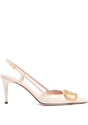 Valentino Garavani 80mm VLogo Signature slingback pumps - Neutrals