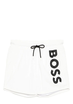 BOSS logo print swim shorts - White