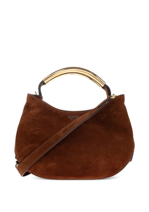 Moschino curved-handle suede tote bag - Brown