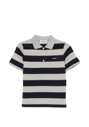 Miu Miu striped logo polo top - Grey