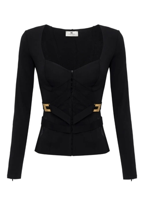 Elisabetta Franchi corset-detail long-sleeve T-shirt - Black