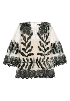 Biyan floral lace appliqué blouse - Neutrals