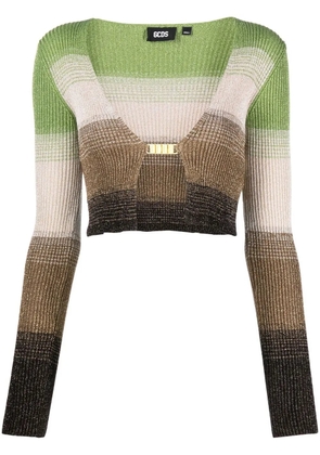 GCDS degradé-effect lurex cropped cardigan - Green