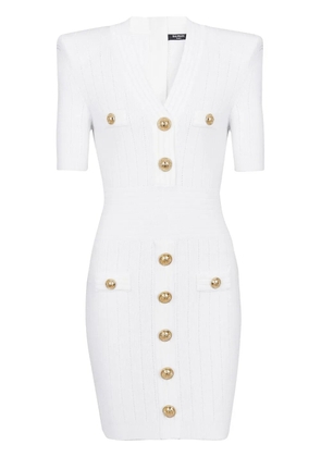 Balmain knitted button-embellished minidress - White