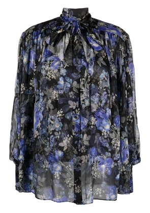 ZIMMERMANN Lyrical Lantern-print silk blouse - Blue