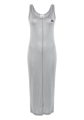 Miu Miu logo-patch dress - Grey