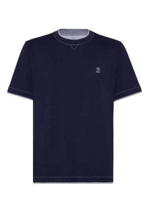 Brunello Cucinelli logo-embroidered T-shirt - Blue