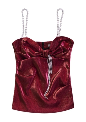 AREA crystal-embellished bow top - Pink