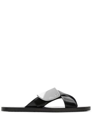 Burberry Strip Shield leather slides - Black