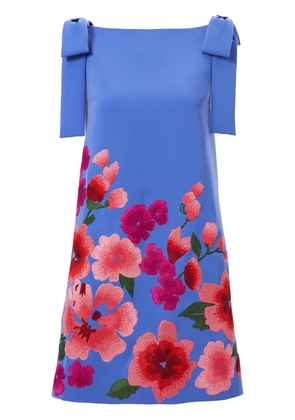 Carolina Herrera floral-embroidered bow-detail mini dress - Blue