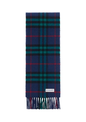 Burberry checked fringed scarf - Blue