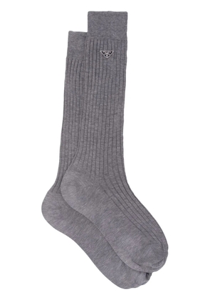 Prada fine-ribbed cotton socks - Grey
