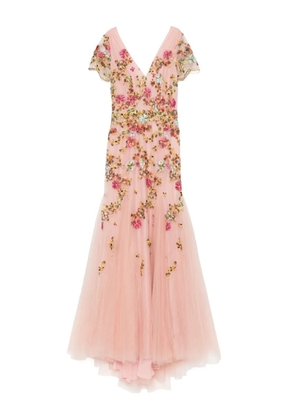 Costarellos embroidered tulle midi dress - Pink