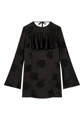 GANNI floral-print ruffled mini dress - Black