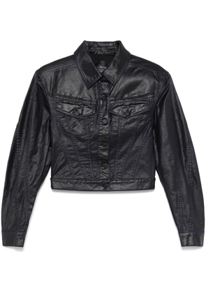 Mugler wax-effect denim jacket - Blue