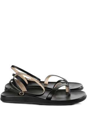 The Row leather cross-strap sandals - Black
