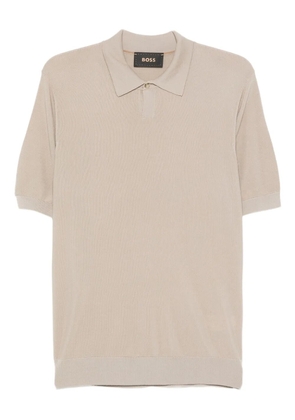 BOSS buttoned virgin wool polo shirt - Neutrals