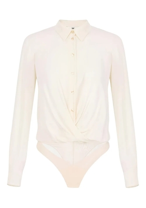 Elisabetta Franchi draped-detail long-sleeve bodysuit - White