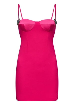 AREA heart-motif twill mini dress - Pink