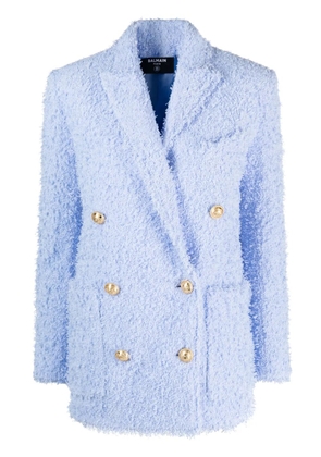 Balmain oversized double-breasted tweed blazer - Blue
