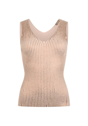 Peserico metallic V-neck top - Neutrals