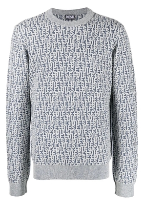 Diesel logo-jacquard long-sleeved jumper - Blue