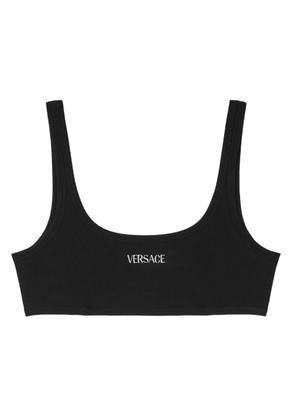 Versace embroidered-logo top - Black