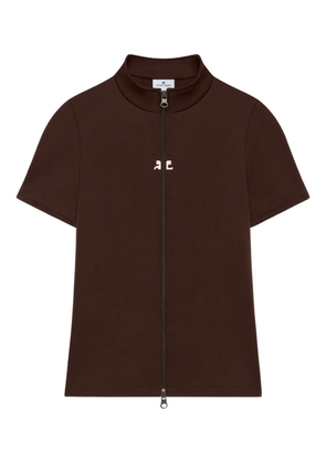 Courrèges zip-up collared T-shirt - Brown