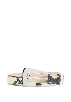 KHAITE Lucca embossed python belt - Neutrals