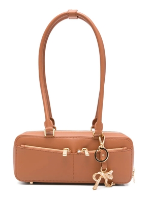 Self-Portrait crystal-embellished tote bag - Brown