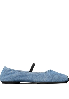 Tory Burch denim elastic-strap ballet flats - Blue