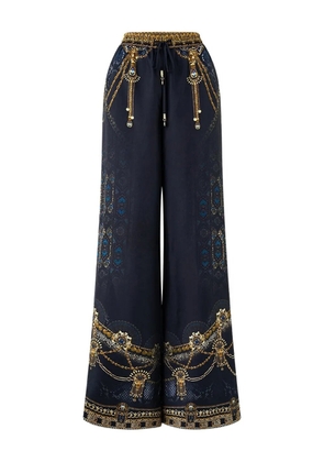 Camilla drawstring printed trousers - Black