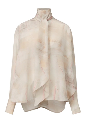 Fabiana Filippi abstract-print tie-neck top - Neutrals